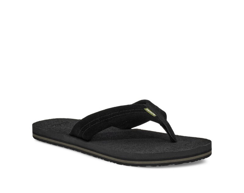 Sanuk Beer Cozy Stacker Suede Men's Flip Flops Black | Canada 260DFM